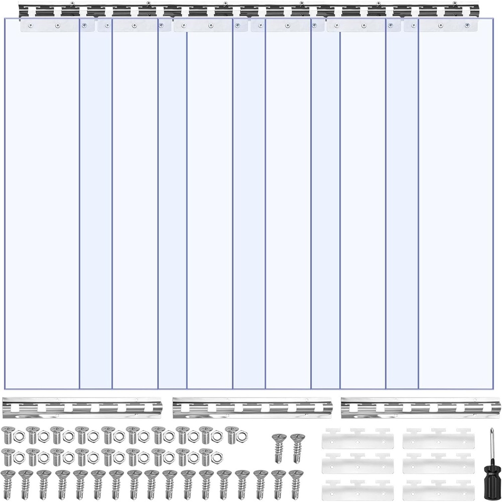 image:imageVEVOR Clear PVC Strip Curtain 84 in Height x 36 in Width x 008 in Thickness 6 PCS Walk in Freezer Cooler Curtain Strips Smooth Waterproof Plastic Door Strips for Warehouse Freezer Garage Doors84 Height x 38 Width
