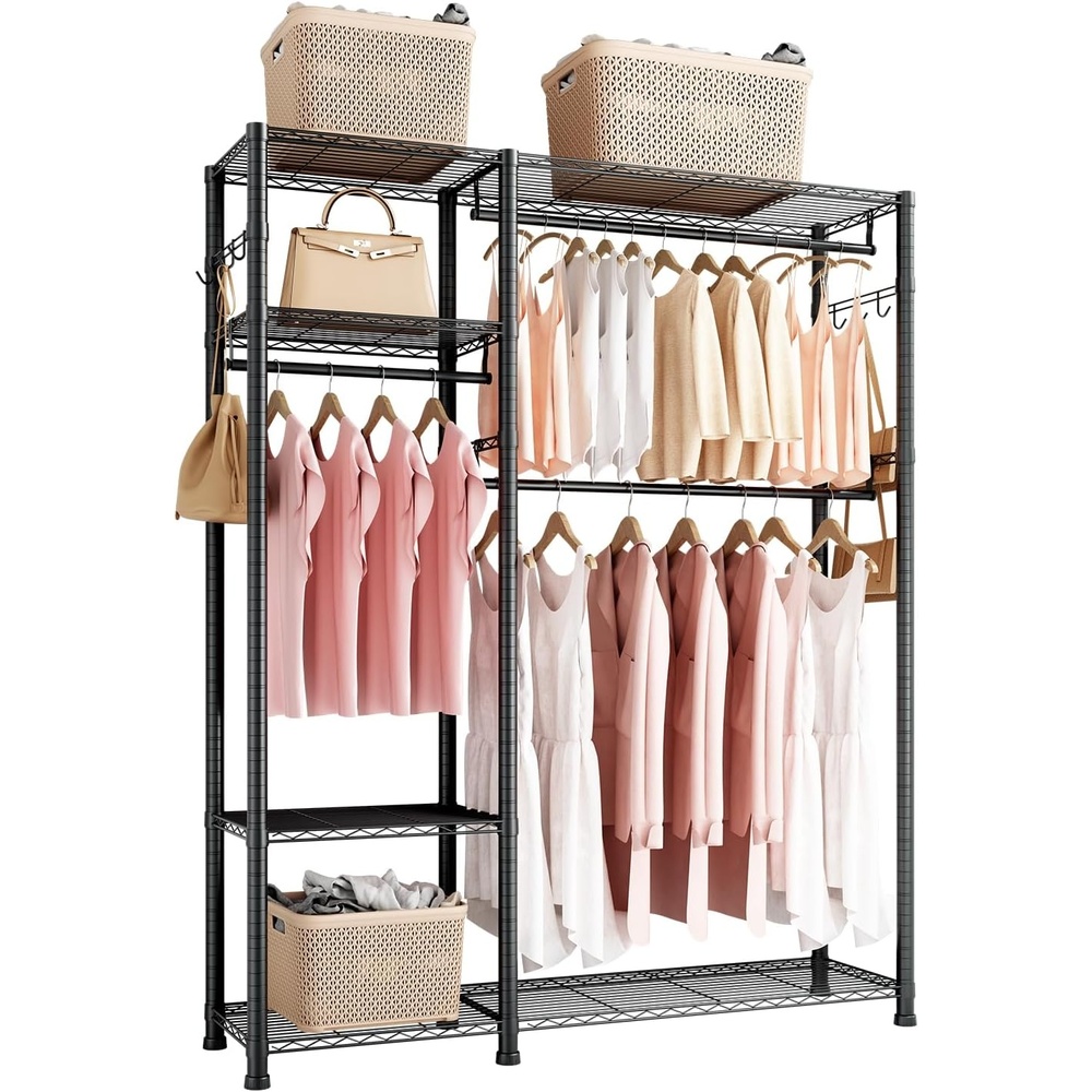 image:imageVEVOR Clothing Garment Rack Heavy Duty Closet Wardrobe Adjustable Tiers Clothes Racks with Steel Frame for Bedroom Clothing Store HallwayS2