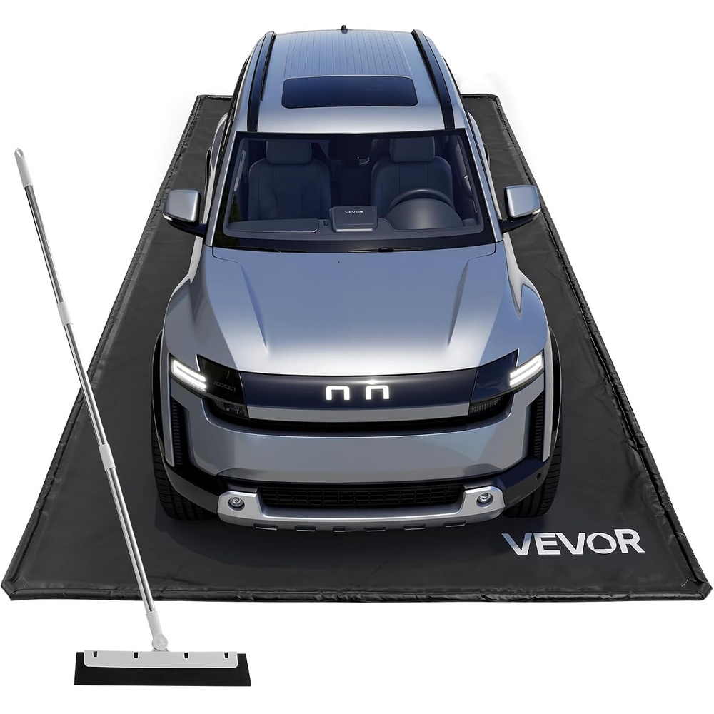 image:imageVEVOR Containment Mat 7 ft 9 in x 18 ft NonSlip PVC Garage Floor Mat with a Cleaning Squeegee Heavy Duty Durable Waterproof Containment Protection from Snow Rain and Mud for Cars Parking Black7 ft 9 in x 16 ft