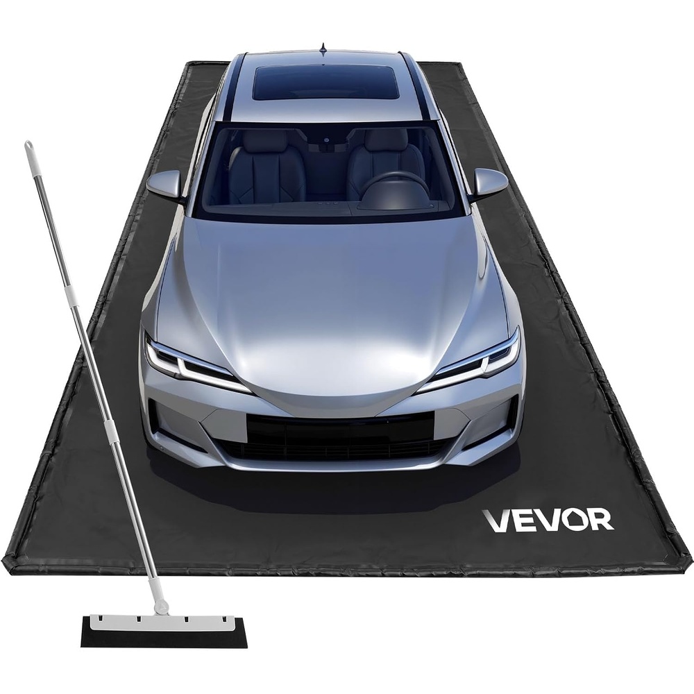 image:imageVEVOR Containment Mat 7 ft 9 in x 18 ft NonSlip PVC Garage Floor Mat with a Cleaning Squeegee Heavy Duty Durable Waterproof Containment Protection from Snow Rain and Mud for Cars Parking Black7 ft 9 in x 18 ft