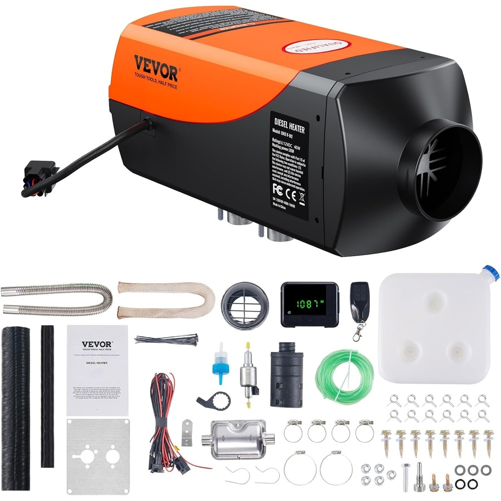 image:imageVEVOR Diesel Air Heater 12V 2KW Integrated Diesel Heater with Remote and LCD Display 10L Tank Compact Diesel Heating Solution Quick Warmup for RVs Trailers Campers Boats and Indoor UseOrange