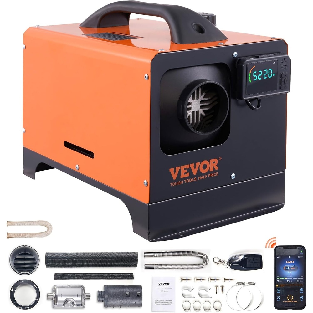 image:imageVEVOR Diesel Heater 12V Allinone Diesel Air Heater with Remote Control and LCD Display 5L Fuel Tank Fast Heating Portable Diesel Parking Heater for RV Truck 5KW Basic Orange5KWOrange