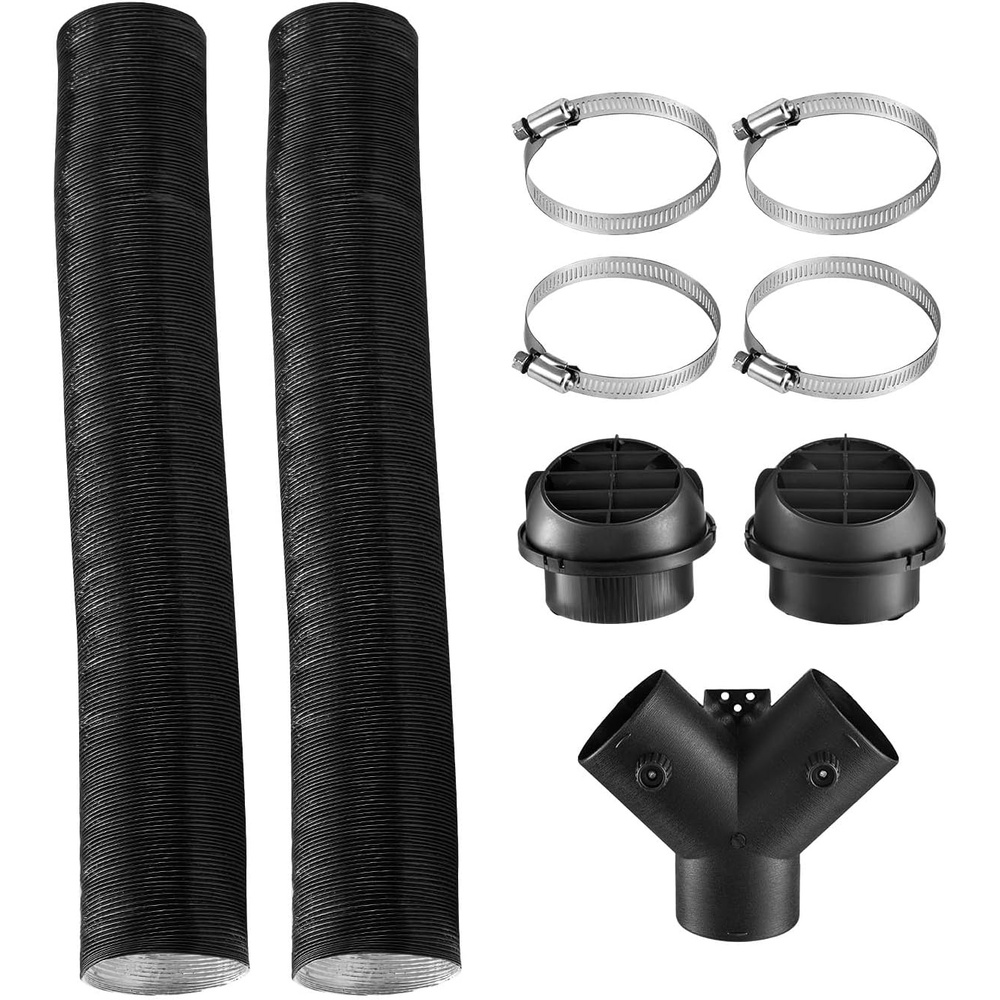 image:imageVEVOR Diesel Heater Pipe Duct Vent Kit 3inch Heater Pipe Warm Air Outlet Vent Set with YShaped Connector amp Air Duct Clamps Parking Heaters Air Ducts Vent Kit for 2KW 5KW 8KW Diesel Heaters Black
