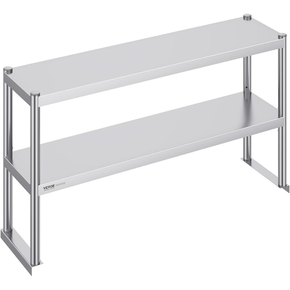 image:imageVEVOR Double Shelf Stainless Steel Two Tier Shelf 305 x 122 x 60 cm Height Adjustable Height Prep and Work Table Accessory for Kitchen Restaurant Workshop12 x 48 x 24 inch