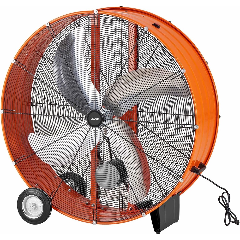 image:imageVEVOR Drum Fan 24 Inch 8700 CFM High Velocity Heavy Duty Floor Shop Fan 3Speed 5ft Cord 360Adjustable Tilting Commercial Industrial Use for Warehouse Workshop Factory Basement42 Drum Fan