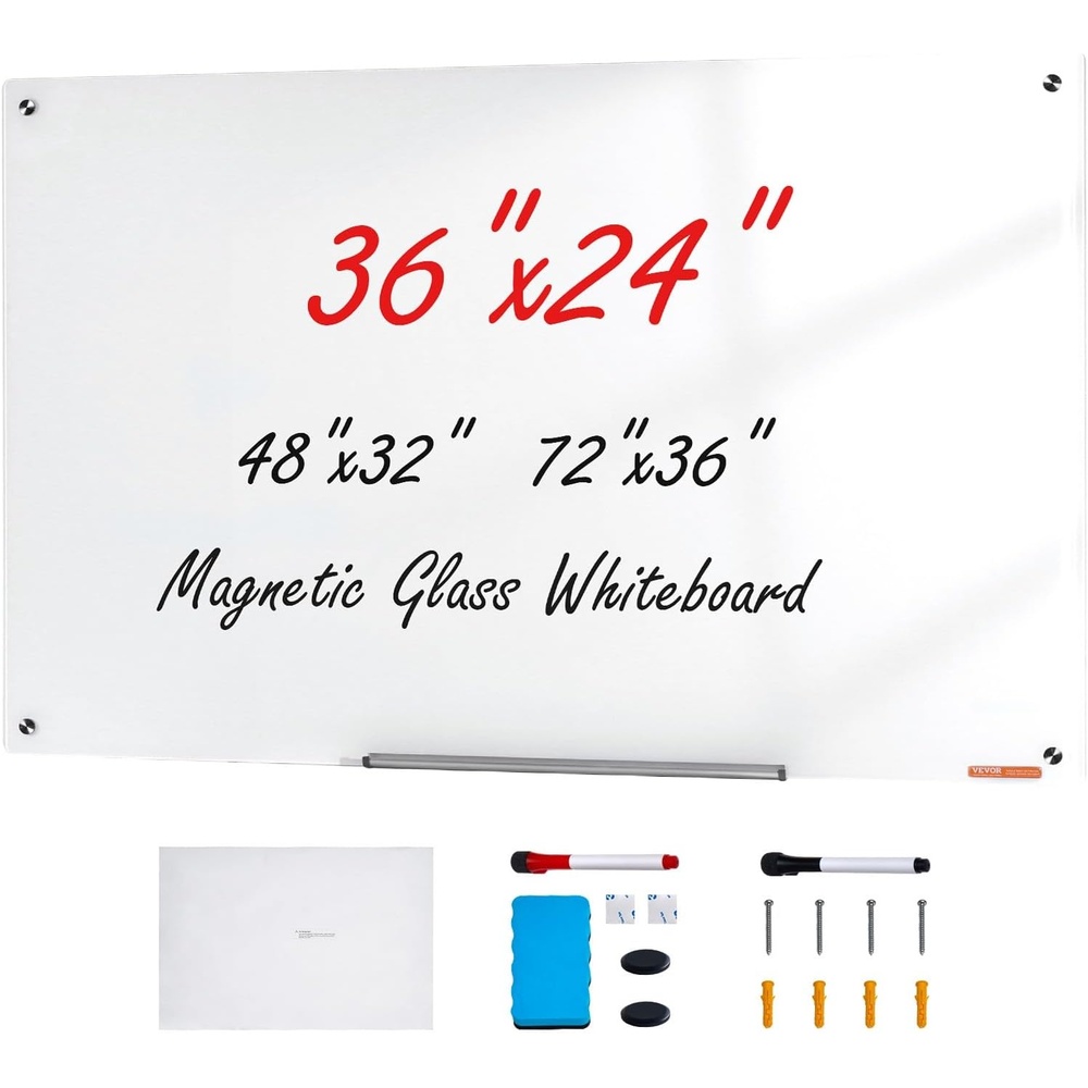 image:imageVEVOR Dry Erase Calendar for Wall 36 x 24 Inches Whiteboard Calendar Monthly Planner Magnetic Dry Erase Board 1 Magnetic Erase amp 2 Dry Erase Marker amp Movable Tray for Restaurant Office Home Schoolwhite glass whiteboard