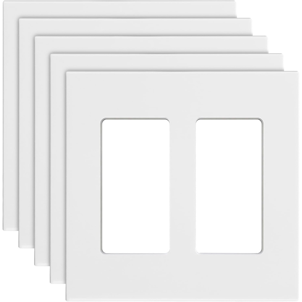image:imageVEVOR Duplex Outlet Covers 10 Pack 1Gang Standard Size Wall Plates Unbreakable and ImpactResistant Polycarbonate Thermoplastic Dual Receptacle Faceplate for Light Receptacle Outlet SwitchWhiteDecorator