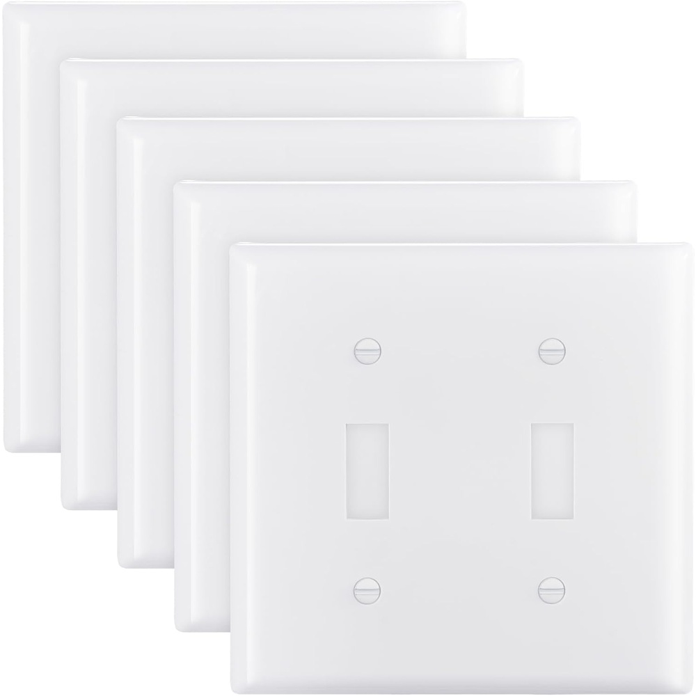 image:imageVEVOR Duplex Outlet Covers 10 Pack 1Gang Standard Size Wall Plates Unbreakable and ImpactResistant Polycarbonate Thermoplastic Dual Receptacle Faceplate for Light Receptacle Outlet SwitchWhiteToggle