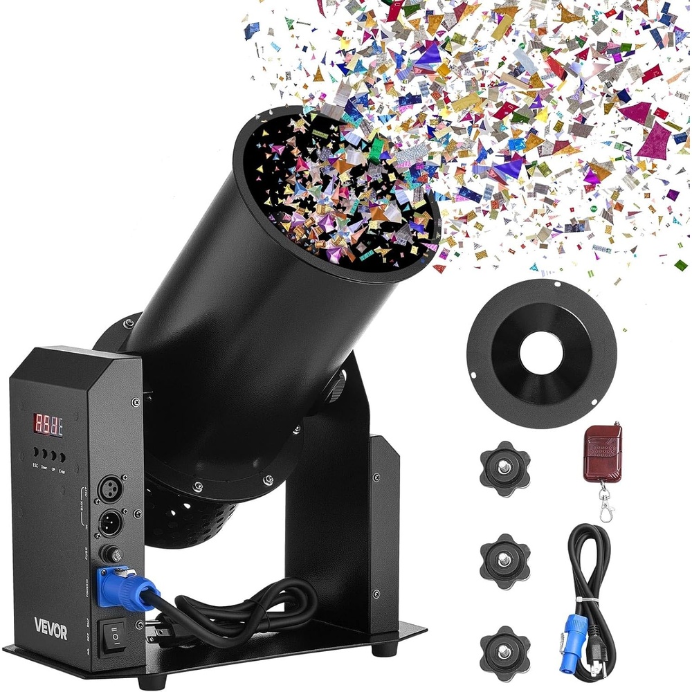 image:imageVEVOR Electric Confetti Machine 1500W Powerful Output Confetti Cannon Launcher DMX512 Manual amp Remote Control Portable Confetti Shooter for Wedding Christmas Party Event Show Stage Nightclub