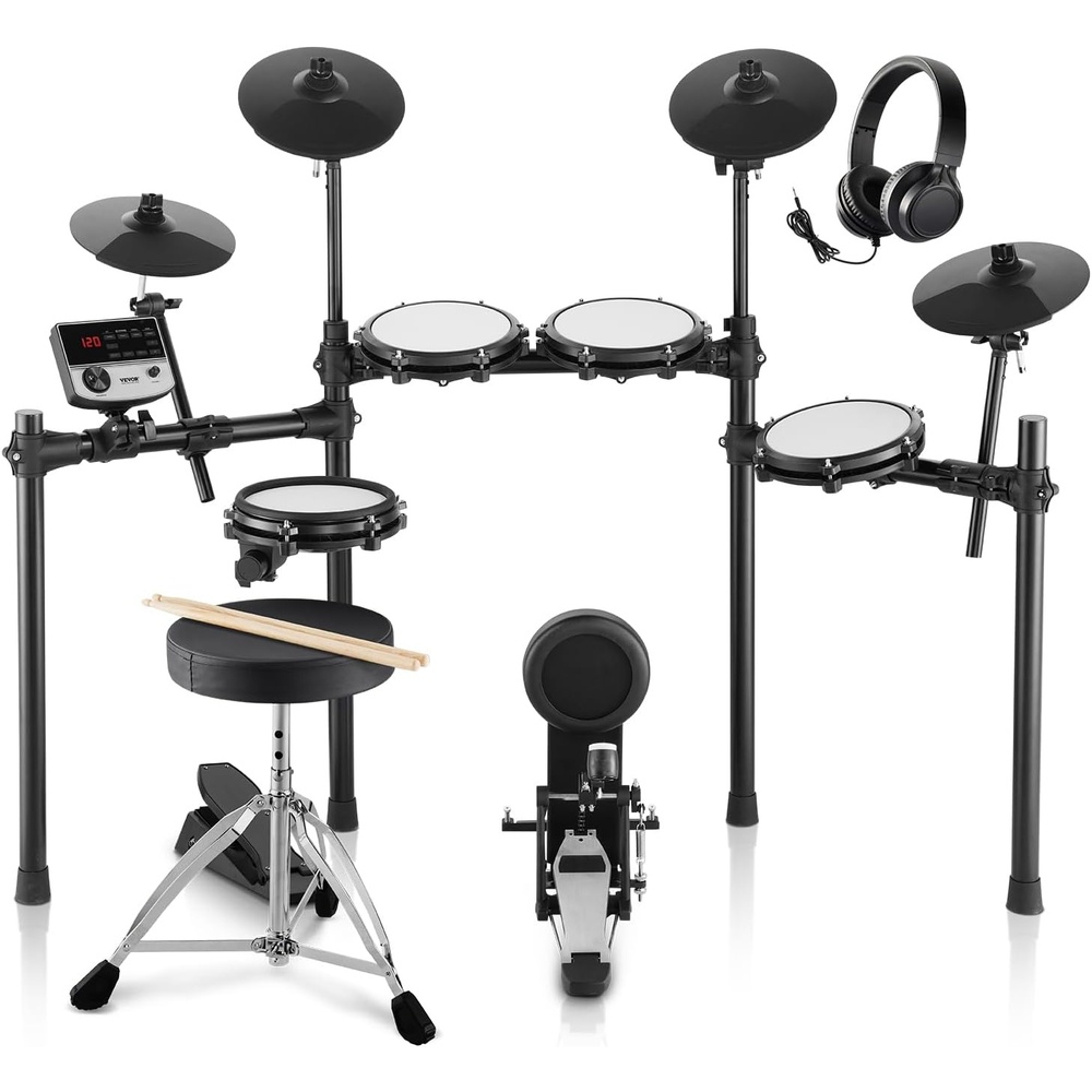 image:imageVEVOR Electric Drum Set 32 Drum Kits amp 480 Sounds Electronic Drum Kit USB MIDI Supported 8 in Quiet Mesh Snare Electric Drum Set with 10 in Cymbals Drum Sticks amp Headphone for Beginners amp Adults8in 5Drums  4Cymbals