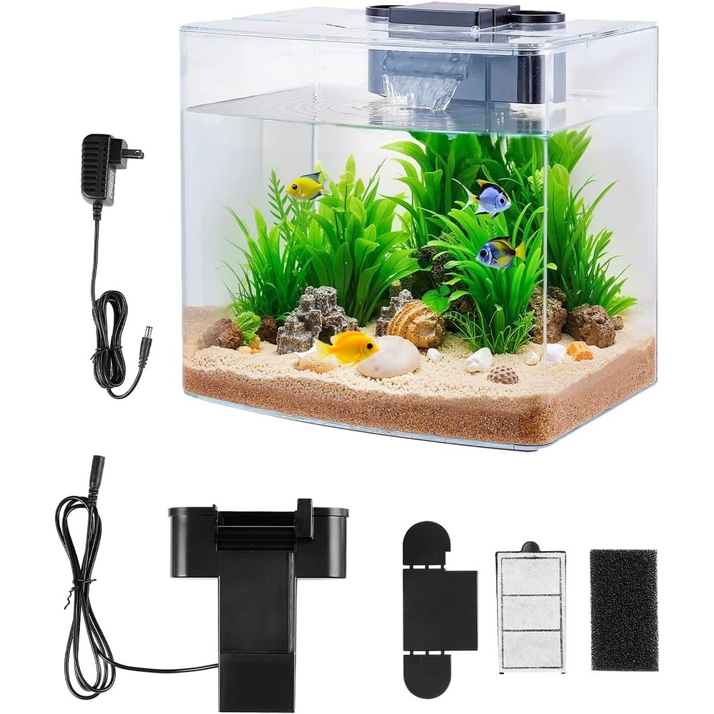 image:imageVEVOR Fish Tank Aquarium 2 Gallon Arch UltraClear GPPS Starter Smart Tank Adjustable 3 Color Lighting Self Cleaning System Fishbowl for Freshwater amp Saltwater Fish Home Office or Pet Use35 Gallon