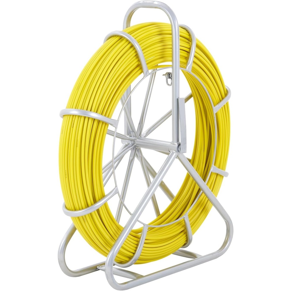 image:imageVEVOR Fish Tape Fiberglass 656 ft 516 in Duct Rodder Fishtape Wire Puller Cable Running Rod with Steel Reel Stand 3 Pulling Heads Fishing Tools for Walls and Electrical Conduit NonConductive14Inch x 425FT