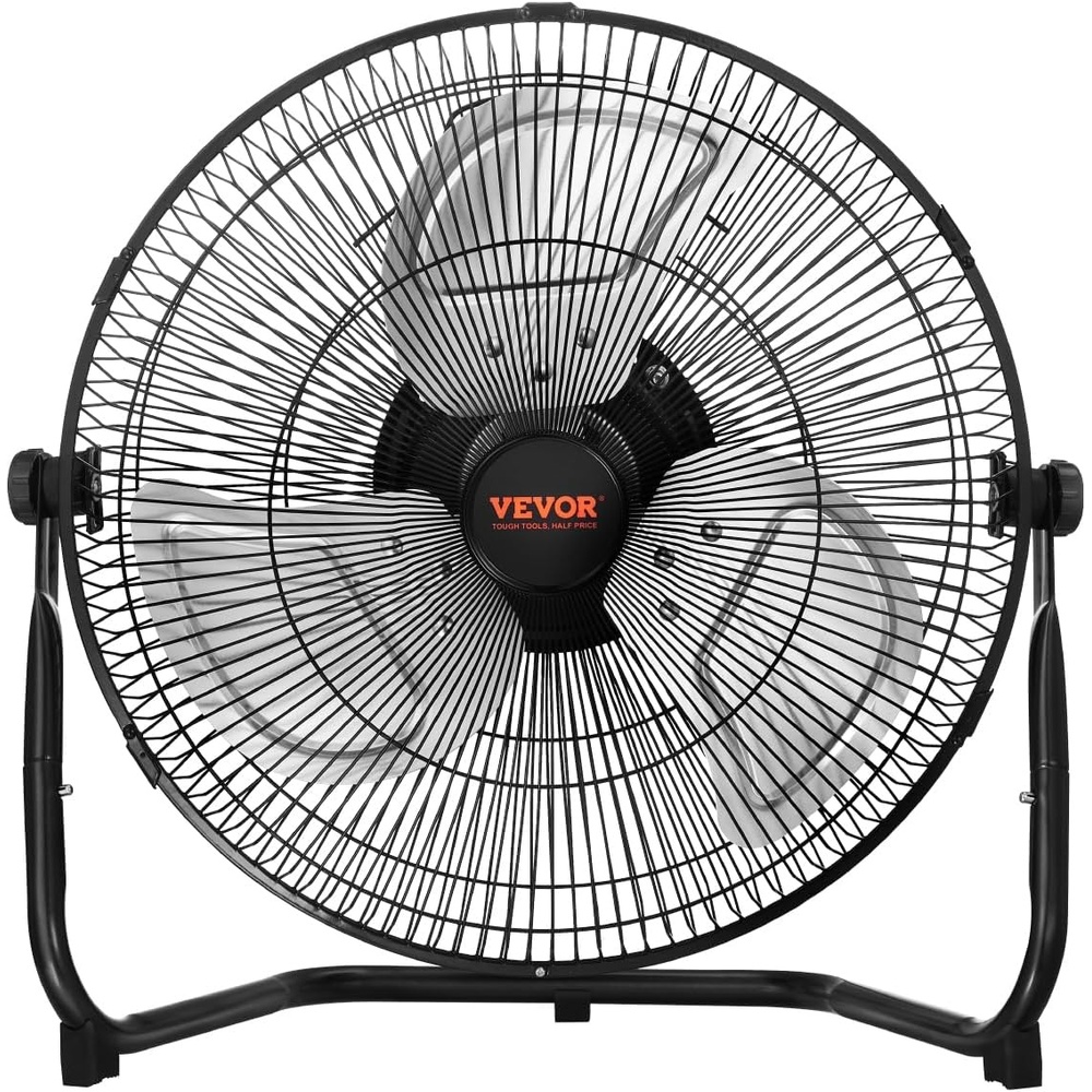 image:imageVEVOR Floor Fan 3 Speeds High Velocity Heavy Duty 18 Inch Industrial Fan 4000 CFM 360 Adjustable Tilt 1969 ftsec Airflow Large Metal Fan for Home Gym Office Garage Commercial Shop amp Bedroom14in Floor Fan