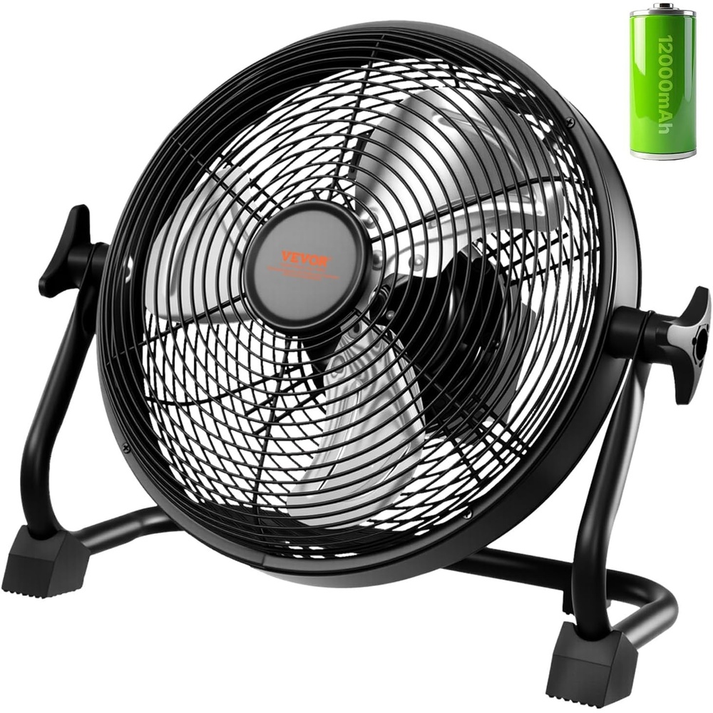 image:imageVEVOR Floor Fan 3 Speeds High Velocity Heavy Duty 18 Inch Industrial Fan 4000 CFM 360 Adjustable Tilt 1969 ftsec Airflow Large Metal Fan for Home Gym Office Garage Commercial Shop amp Bedroom10in Rechargeable Fan