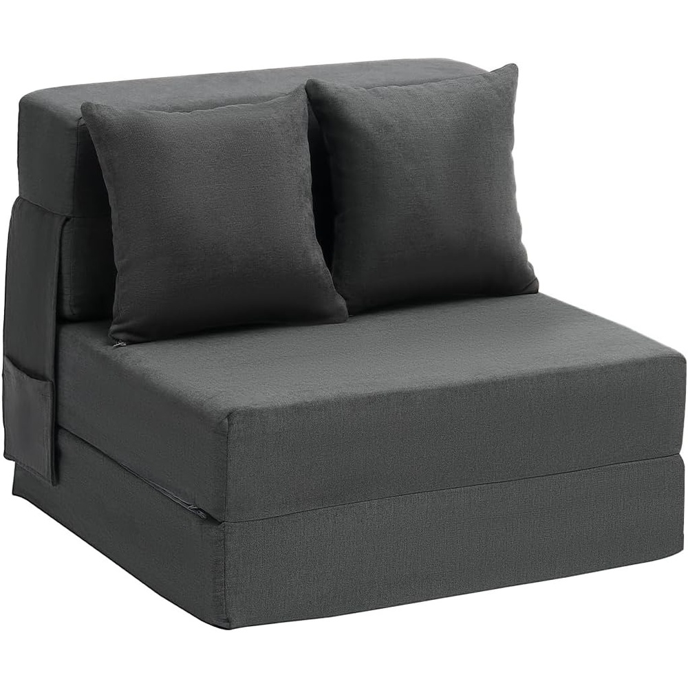 image:imageVEVOR Folding Sofa Bed 3in1 Foldable Couch Bed with 3 Pillows and Washable Cover 25D High Density Memory Foam Convertible Sleeper Chair Bed Futon Couch Dark GreyTwin XLSingle