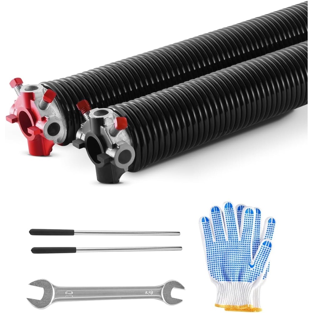 image:imageVEVOR Garage Door Torsion Springs 16000 Cycles Pair of 025 x 2 x 30inch Garage Door Springs with NonSlip Winding Bars Mounting Tool and Gloves Electrophoresis Coated for Replacement025 x 2 x 32 Inch