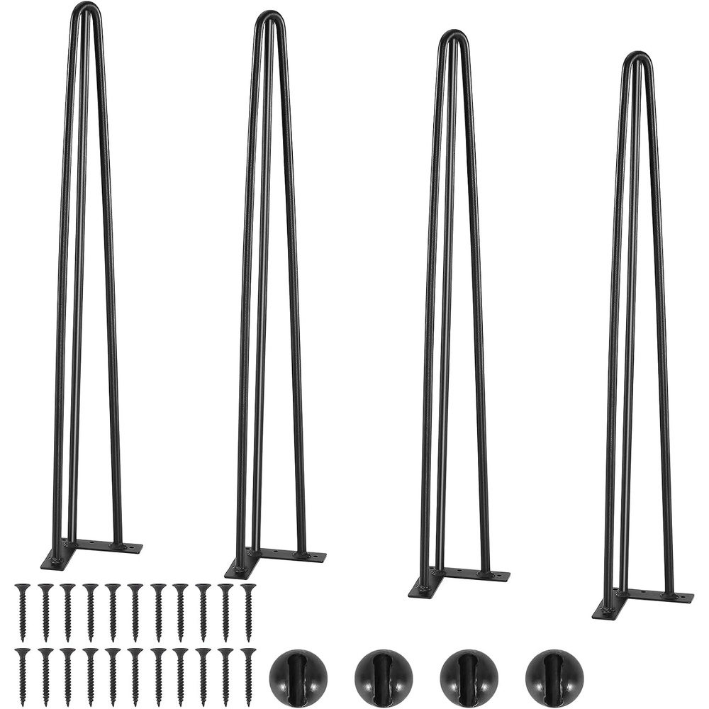 image:imageVEVOR Hairpin Table Legs 28 Set of 4 Desk Legs 900lbs Load Capacity Hairpin Desk Legs 3 Rods for Desk Chairs Bench Dining End Table Solid Carbon Steel Heavy Duty Furniture Legs BlackHairpin3 rods solid
