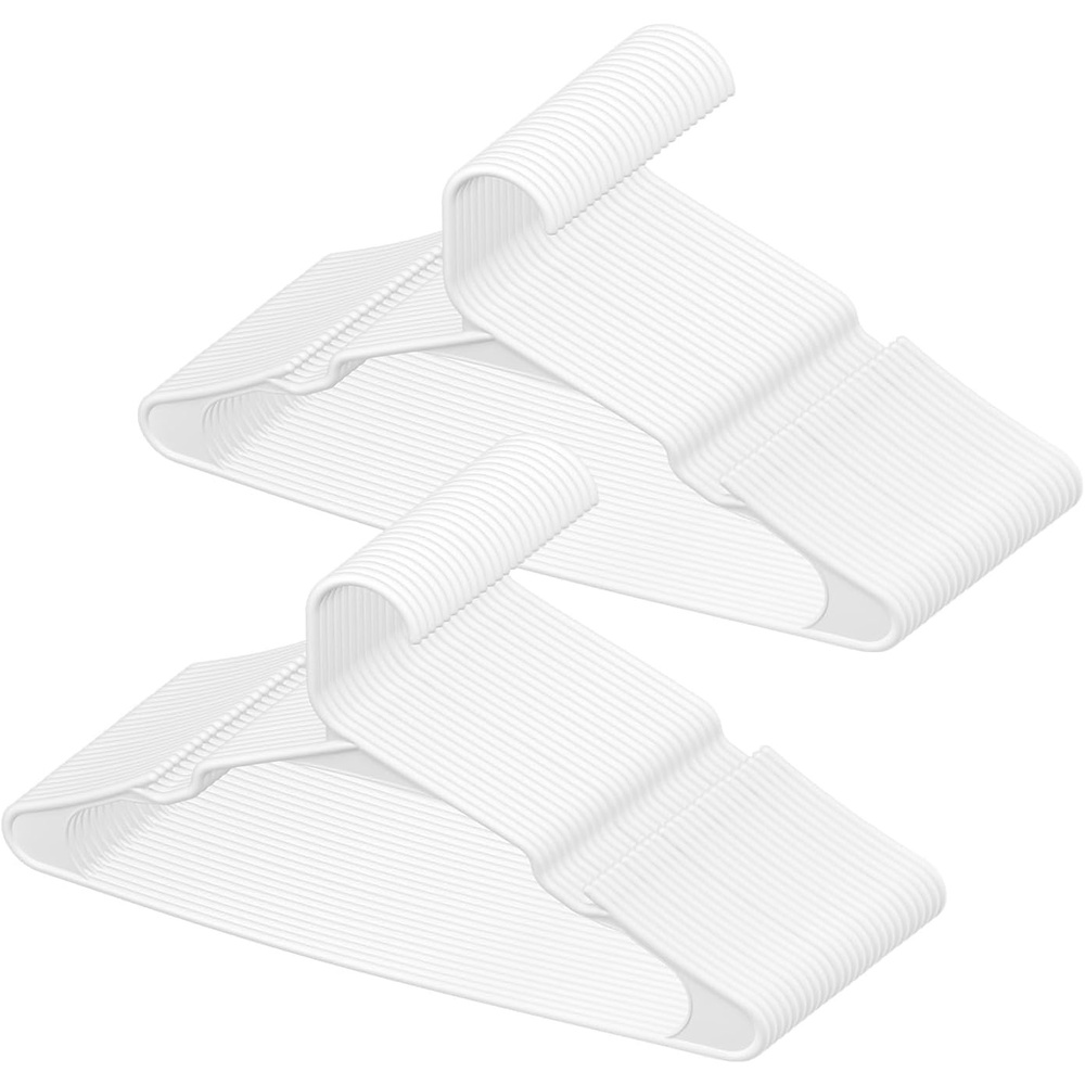 image:imageVEVOR Hangers 02 in UltraThin 50 Pack White Plastic Hangers with Stable Triangular Top Structure amp Wider Notch Design NonSlip Space Saving Hanger Fit for TShirt Shirt Sling amp PantPlastic