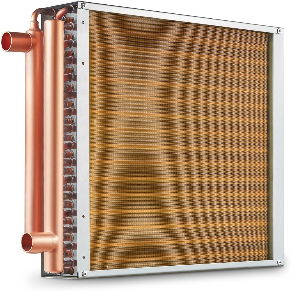 image:imageVEVOR Heat Exchanger Water to Air 16x 16 with 3Row 38 Copper Ports 193 Aluminum Fins Heat Exchanger for Outdoor Wood Furnaces Residential Heating and Cooling and Forced Air Heating1616