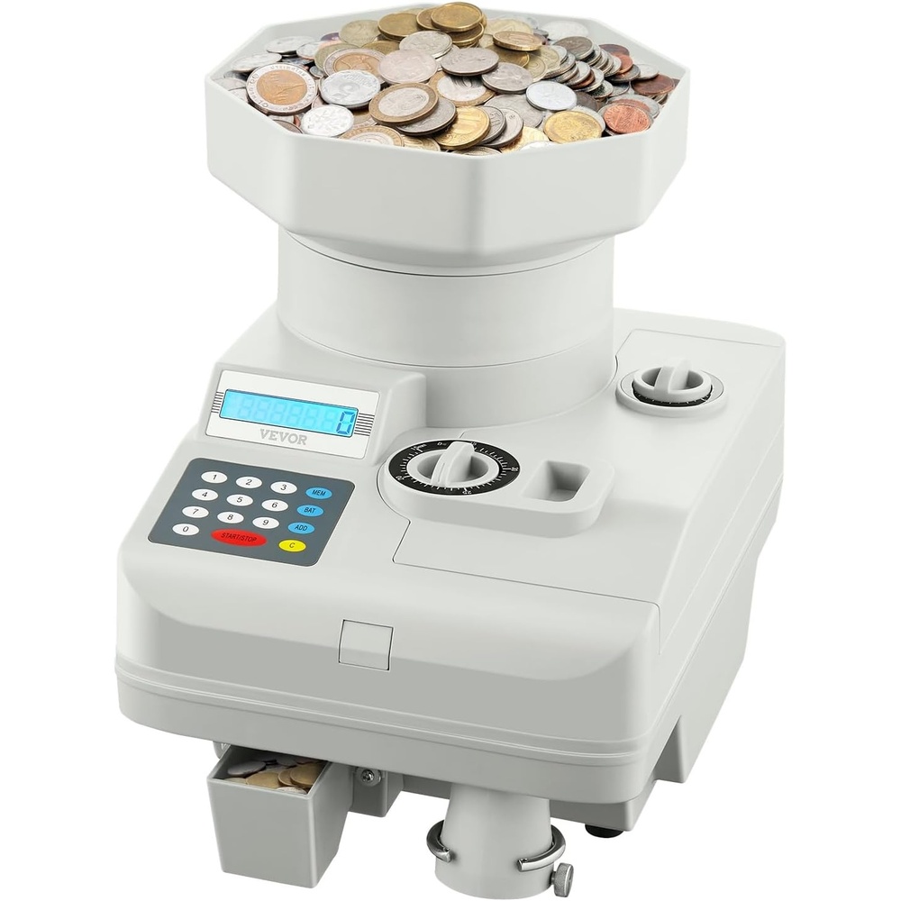 image:imageVEVOR High Speed Coin Counter Professional Coin Sorter with AntiJam Tech 1300 CoinsMin Counting Speed 11000 Coins Hopper Capacity Suitable for International Coins and Tokens1300 Coinsmin