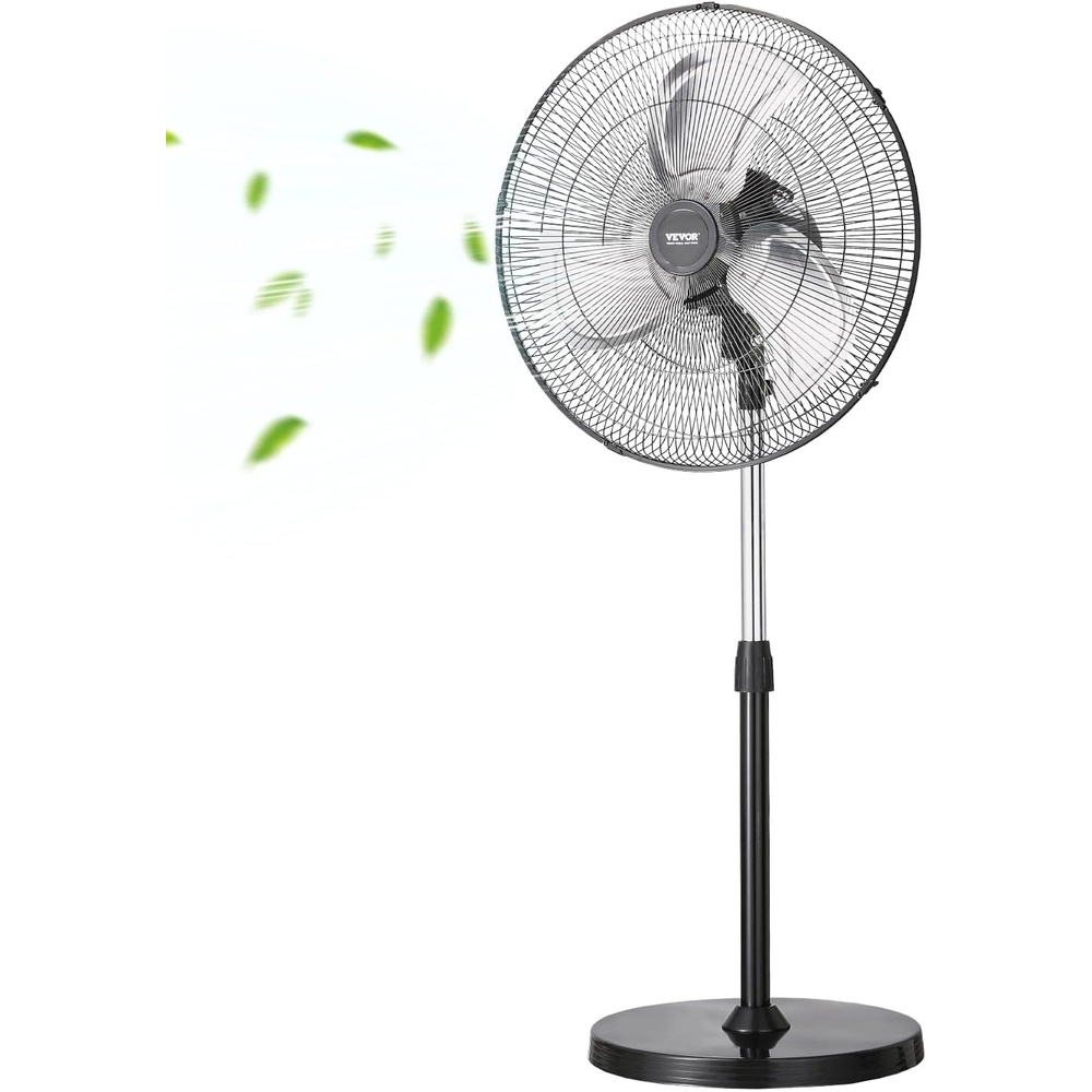 image:imageVEVOR Industrial Pedestal Fan 24 Inch 85Degree Oscillating Fan Height Adjustable Standing Fans with 3 Adjustable Speeds High Power Floor Fans for Office BlackBlack