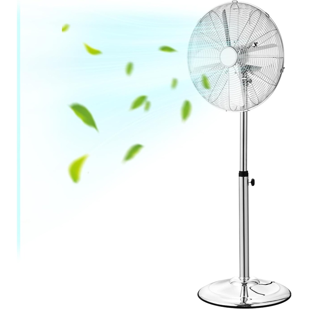 image:imageVEVOR Industrial Pedestal Fan 24 Inch 85Degree Oscillating Fan Height Adjustable Standing Fans with 3 Adjustable Speeds High Power Floor Fans for Office BlackSilver