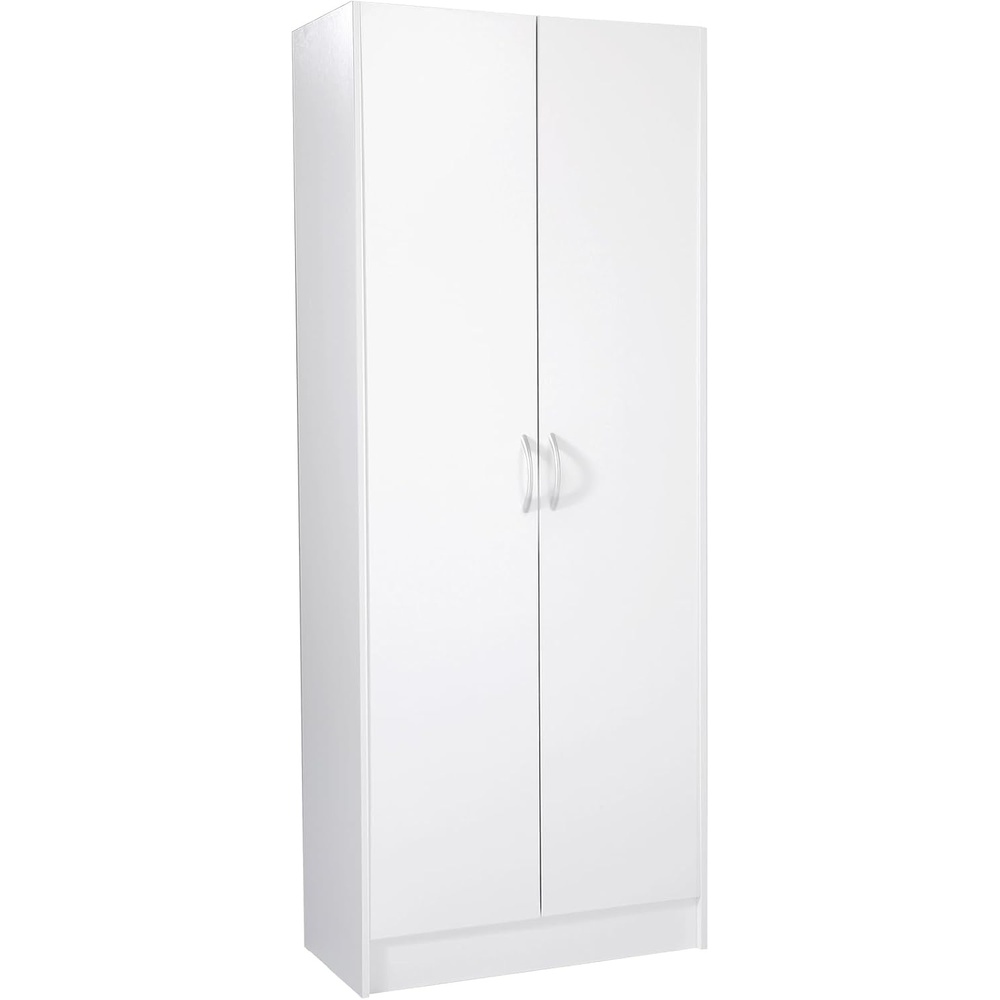 image:imageVEVOR Kitchen Pantry 60 Tall Food Storage Cabinet 110LBS Freestanding with 3 Shelves2 Adjustable Engineered Wood Utility for Kitchen and Dining Room White