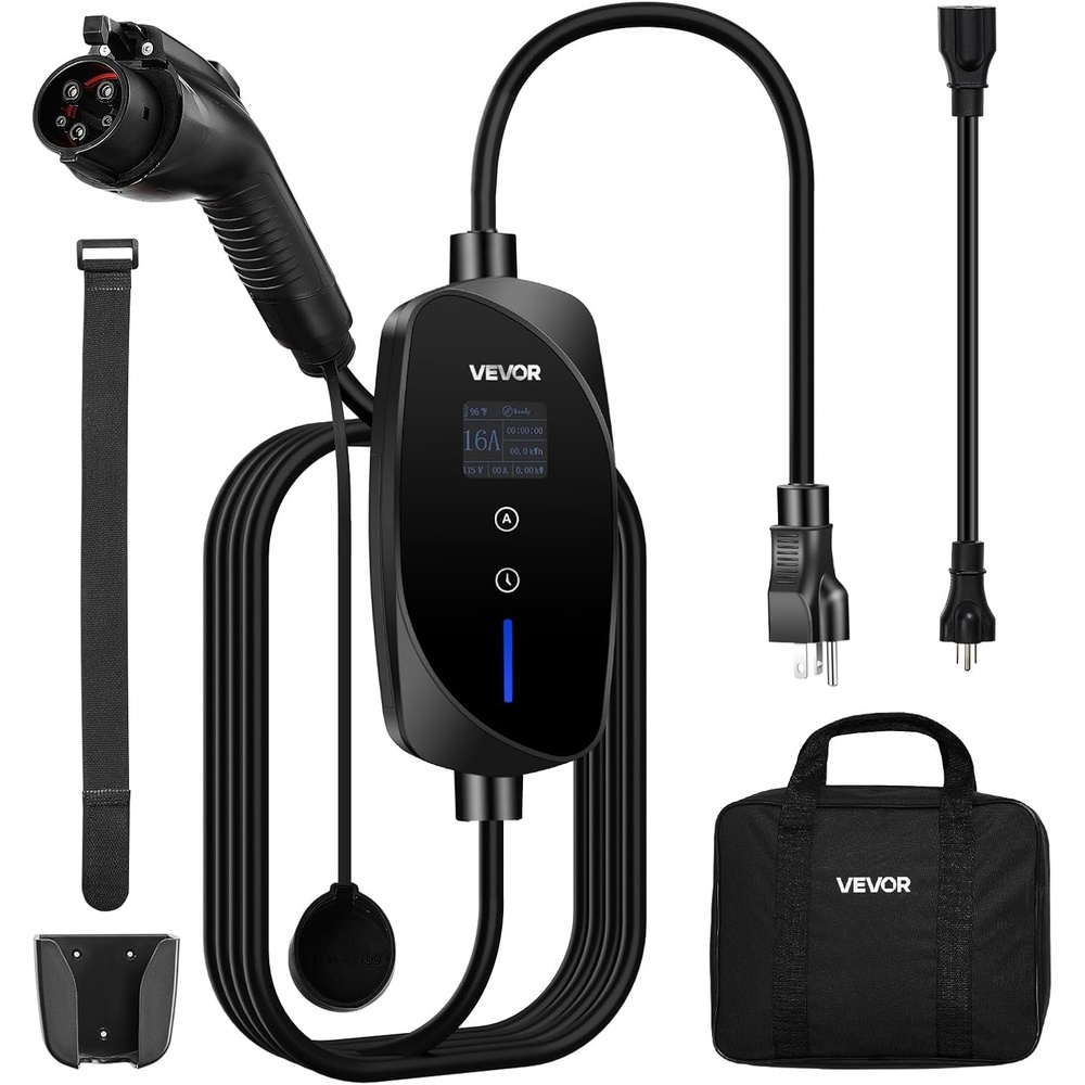 image:imageVEVOR Level 2 EV Charger 40 Amp Adjustable Current 240V Electric Vehicle Portable Charger with 25 ft Charging Cable LCD Display NEMA 1450P Plug Plugin Home Car Charging Station for SAE J1772 EV16 Amp