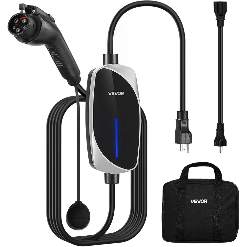 image:imageVEVOR Level 2 EV Charger 40 Amp Adjustable Current 240V Electric Vehicle Portable Charger with 25 ft Charging Cable LCD Display NEMA 1450P Plug Plugin Home Car Charging Station for SAE J1772 EV97 x 38 x 23 in