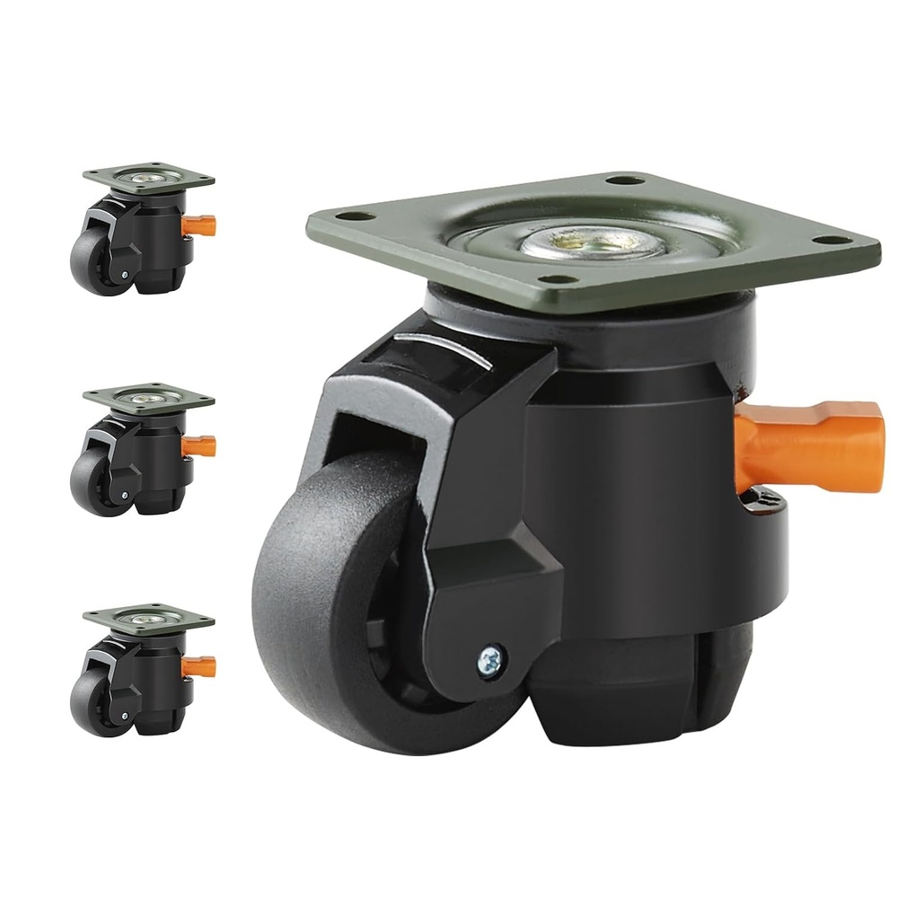 image:imageVEVOR Leveling Casters Set of 4 1000 lbs Total Load Capacity 2 inches Heavy Duty with Upgraded Handle Design 360 Degree Swivel Caster Wheels Adjustable Casters with Feet for Workbench Machine2 Leveling Casters