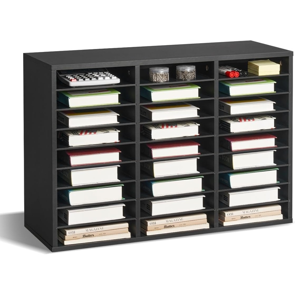 image:imageVEVOR Literature Organizers 36 Compartments Office Mailbox with Adjustable Shelves Wood Literature Sorter 393x12x268 inches for Office Home Classroom Mailrooms Organization EPA Certified BrownBlack