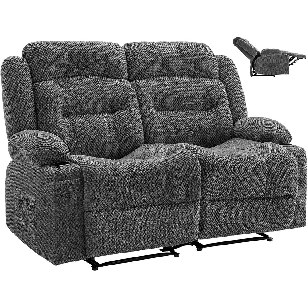 image:imageVEVOR Loveseat Recliner Sofa with Massage amp Heat Power Reclining Couch with Console PU Leather Electric RV Sofa with USB amp OutletStorageCup HoldersPockets Home Theater Seating for Living RoomDark Grey