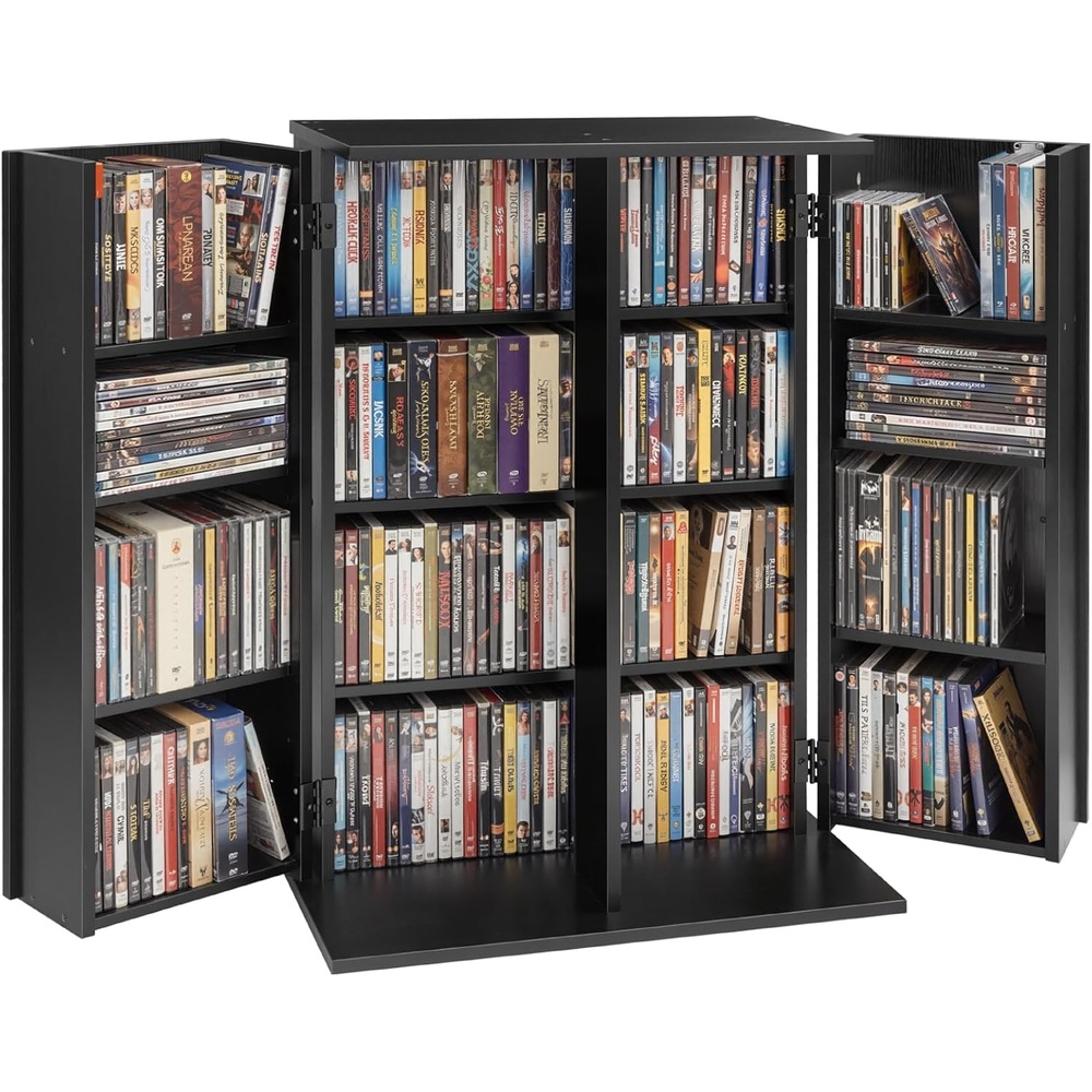 image:imageVEVOR Media Storage Cabinet 4Tier DVD Shelf Organizer 2402 x 1449 x 3331 in Multimedia Storage Organizer for CDs DVDs Books Games CD Shelf for Living Room Home Office Recording Room BlackBlack
