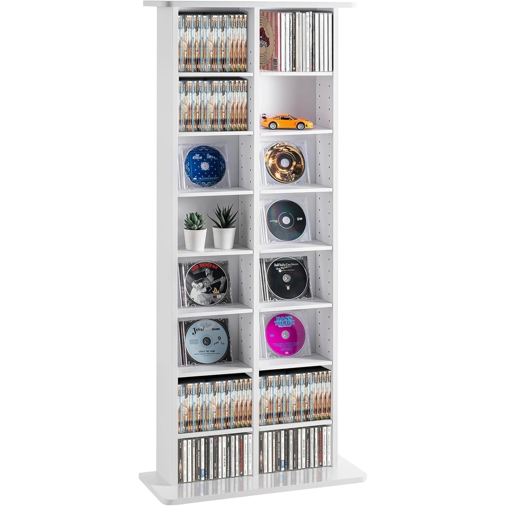 image:imageVEVOR Media Storage Cabinet 9Layer DVD Shelf Adjustable CD Shelves 27 Compartments Protects amp Organizes Music Movie Video Games or Memorabilia Collections EspressoWhite