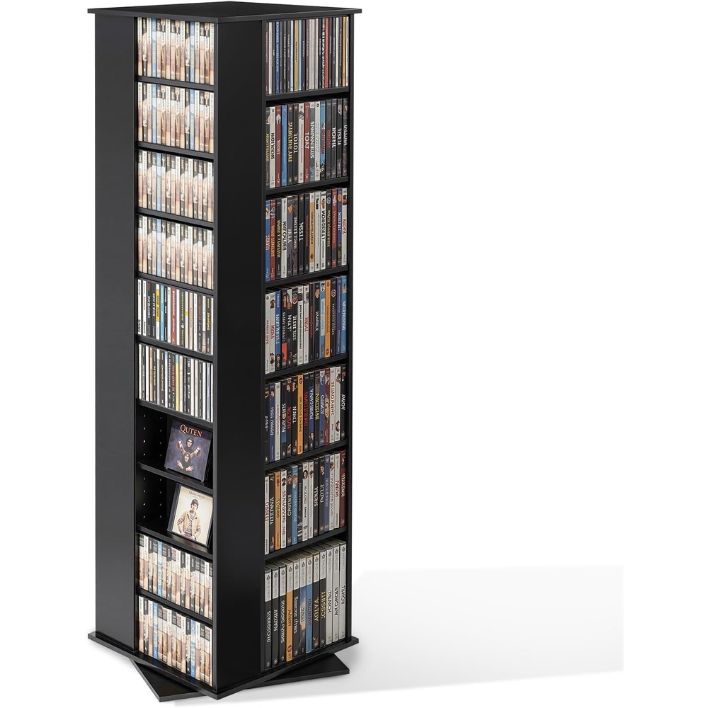 image:imageVEVOR Media Storage Cabinet CD Rack Tower 34 Compartments Rotating Media Tower Rack for CDs DVDs Books and Game Discs DVD Stand for Living Room Home Office and Recording Room Black34 Compartmentsblack