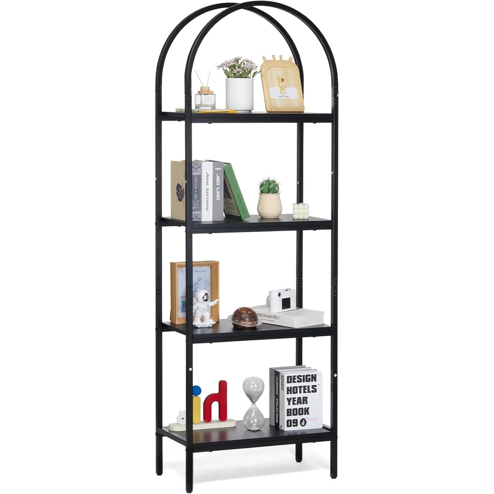 image:imageVEVOR Metal Bookshelf 6Tier Industrial Bookshelf Tall Wide Rustic Vintage Storage Bookcase with Open Shelves Freestanding Display Shelving Unit Storage Rack for Living Room Bedroom amp Office4Tier