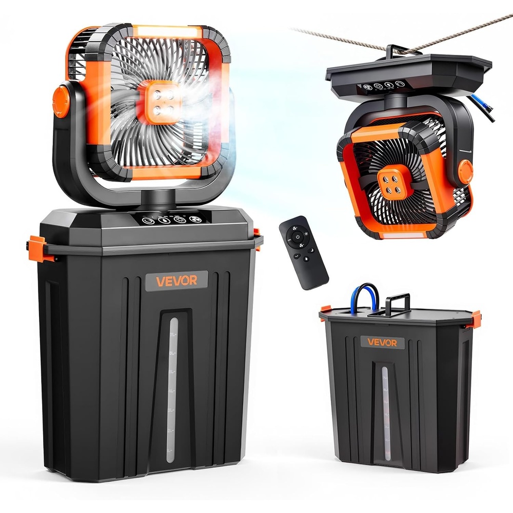 image:imageVEVOR Misting Fan 2400RPM Motor Camping Misting Fan Mister Cooling Fans with 317 gal Water Tank 20000mAh Battery 4Speed Wind amp 3 Lighting Modes Water Cooling Fans for Indoor Outdoor Patio12L