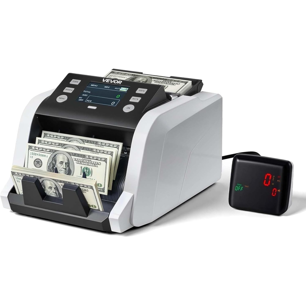 image:imageVEVOR Mixed Denomination Money Counter Machine MultiCurrency Support Bill Counter with CISUVMGIRDDDBLHLFCHN Counterfeit Detection Money Counting Machine with External DisplayWR960