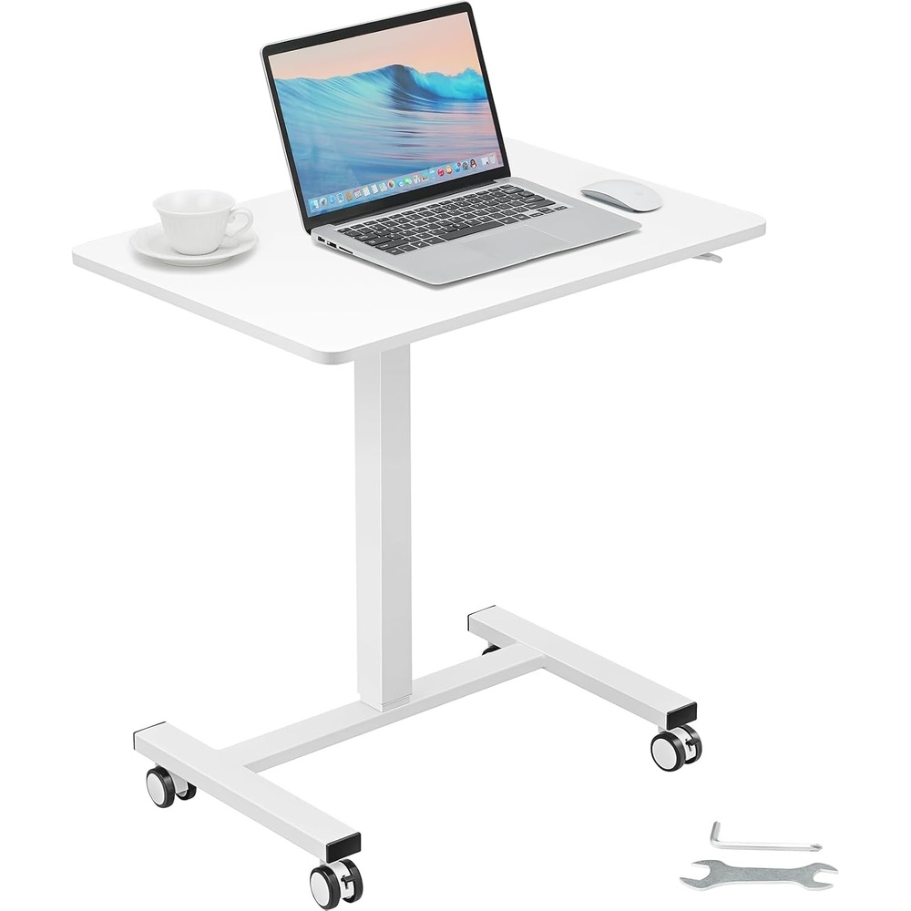 image:imageVEVOR Mobile Standing Desk 2844 GasSpring Height Adjustable SitStand Desk 4 360 Swivel Wheels 2 Lockable Portable Rolling Laptop Table Computer Cart for Home Office School 40LBS Loading