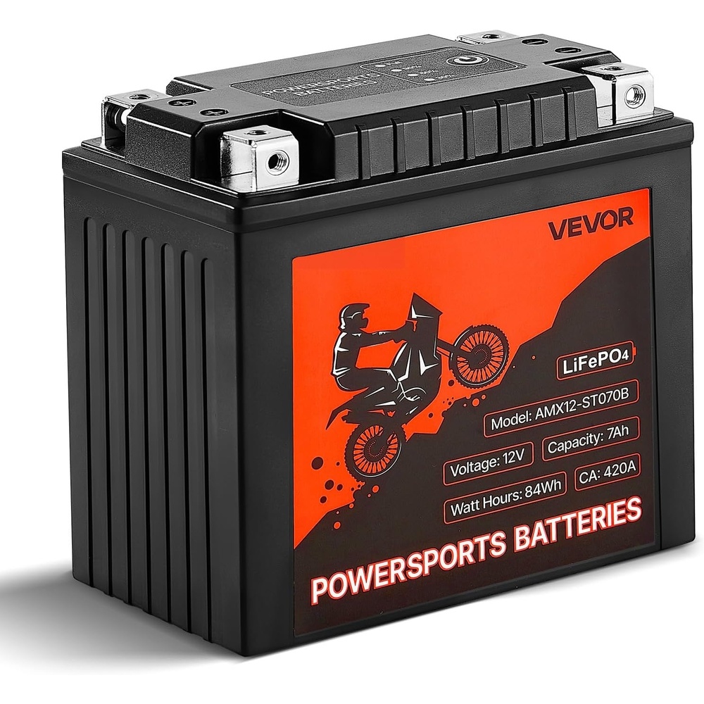 image:imageVEVOR Motorcycle Battery 12 Volt 4Ah LiFePO4 Lithium PreCharged Powersports Battery Maintenance Free amp High Performance Compatible with ATV Motorcycle Jet Skis Scooter UTV and More12V 7Ah
