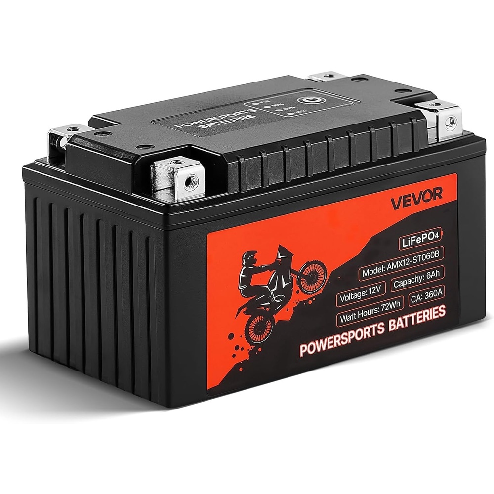 image:imageVEVOR Motorcycle Battery 12 Volt 4Ah LiFePO4 Lithium PreCharged Powersports Battery Maintenance Free amp High Performance Compatible with ATV Motorcycle Jet Skis Scooter UTV and More12V 6Ah