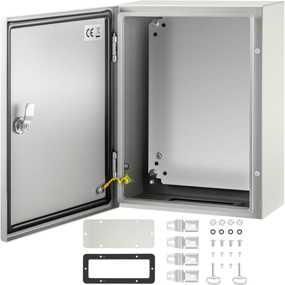 image:imageVEVOR NEMA Steel Enclosure 20 x 12 x 10 NEMA 4X Steel Electrical Box IP66 Waterproof amp Dustproof OutdoorIndoor Electrical Junction Box with Mounting Plate16 x 12 x 6