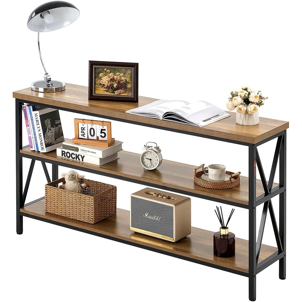 image:imageVEVOR Narrow Console Table 55 Inch Entryway Table 3Tier Long Hallway Table Sofa Table with Metal Frame Console Tables for Entryway Hallway Living Room amp Bedroom55 Inch