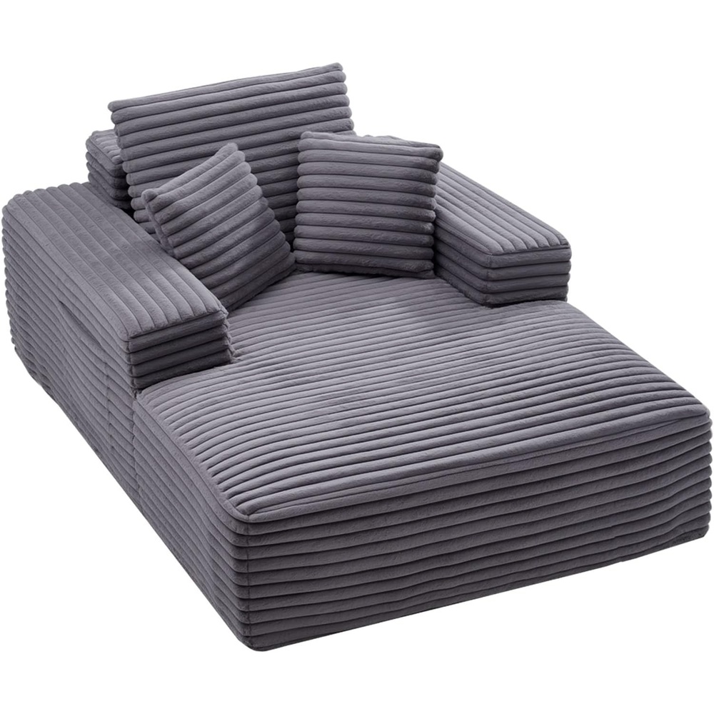 image:imageVEVOR Oversized Chaise Lounge Chair 54 Boneless Chaise Lounge Indoor Modern Upholstered Reading Chair with Throw Pillows amp Armrests Sofa Couch Deep Seat Sleeper for Living Room Bedroom Grey