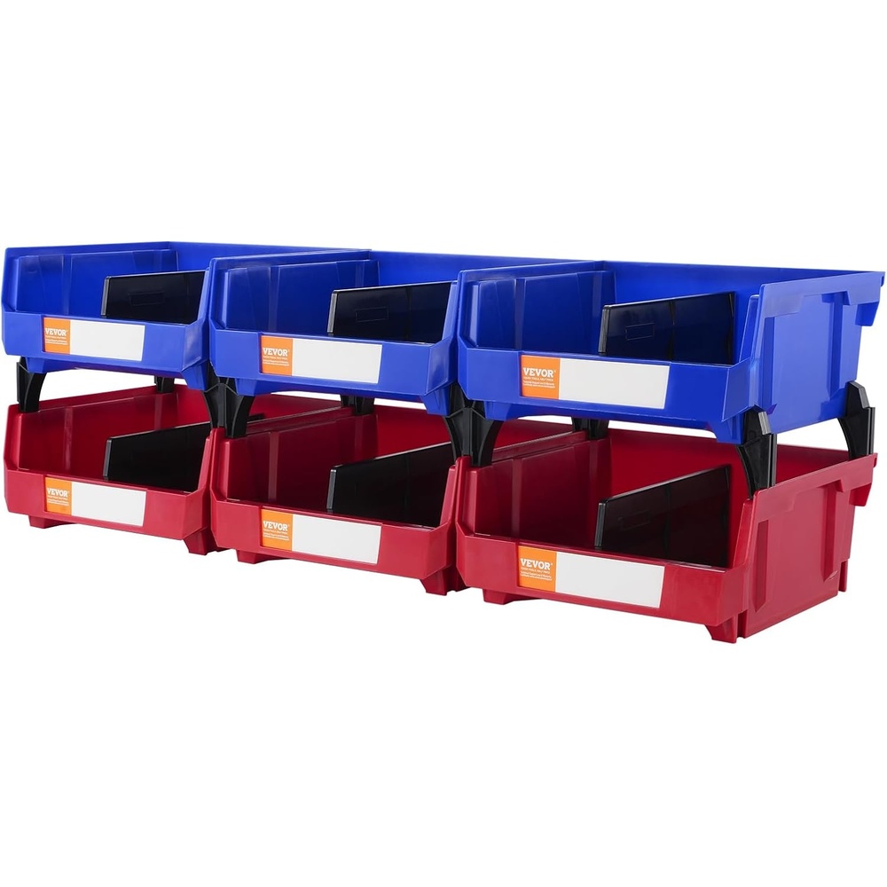 image:imageVEVOR Plastic Storage Bins 24 Pack 5 x 4 x 3Inch Hanging Stackable Storage Organizer Bins Heavy Duty Stacking Containers for Closet Garage Office or Small Parts OrganizationRedBlue6PC10L