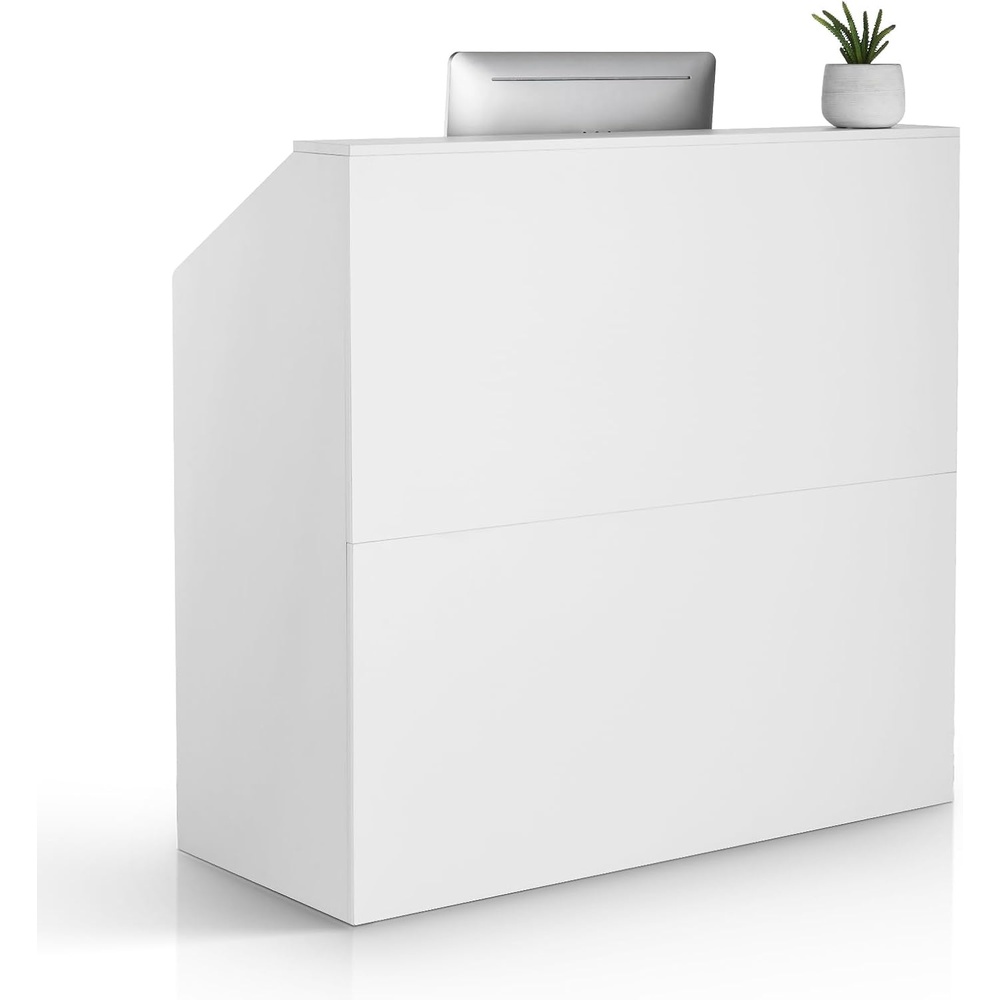image:imageVEVOR Reception Desk 46 Inch Rectangular Front Counter Table Office Reception Desk Retail Counter and Front Reception Counter for Checkout Lobby Beauty Salon and Office WhiteWhite
