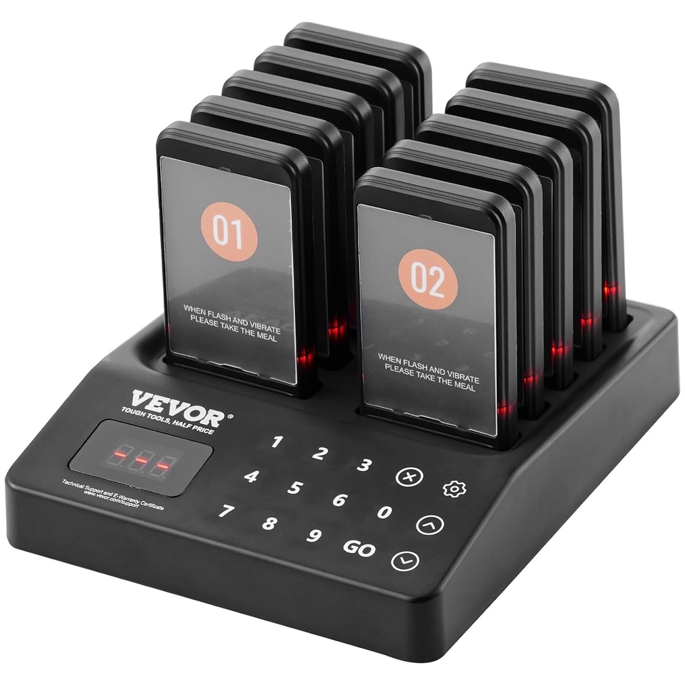 image:imageVEVOR Restaurant Pager System Wireless 500m Long Range Lineup Waiting Queue Signal Guest Customer Calling Beepers with Vibration amp Flashing 20 Buzzers for Food Truck Church Nursery HospitalTouch screens