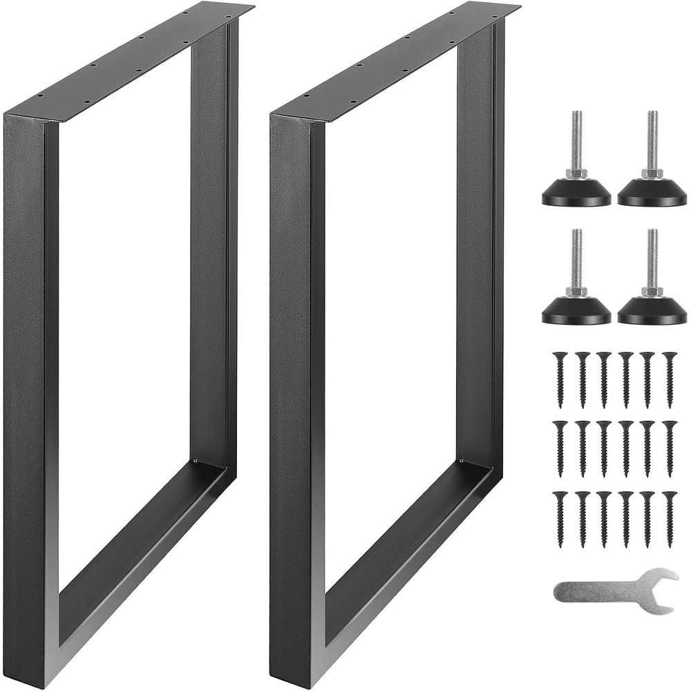 image:imageVEVOR Set of 2 Steel Table Legs 28 Height 24 Wide Dining Table LegsHeavy Duty 31 Width Box Section Square Table Legs28x24x31 Inch Black Color Industrial Country Style Metal Dining Legs28H x NA W