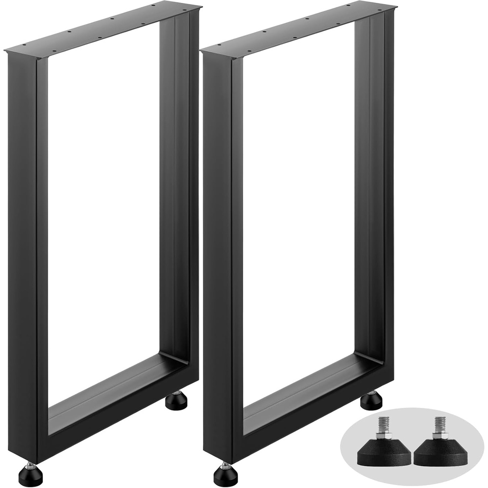 image:imageVEVOR Set of 2 Steel Table Legs 28 Height 24 Wide Dining Table LegsHeavy Duty 31 Width Box Section Square Table Legs28x24x31 Inch Black Color Industrial Country Style Metal Dining Legs28H x 236W