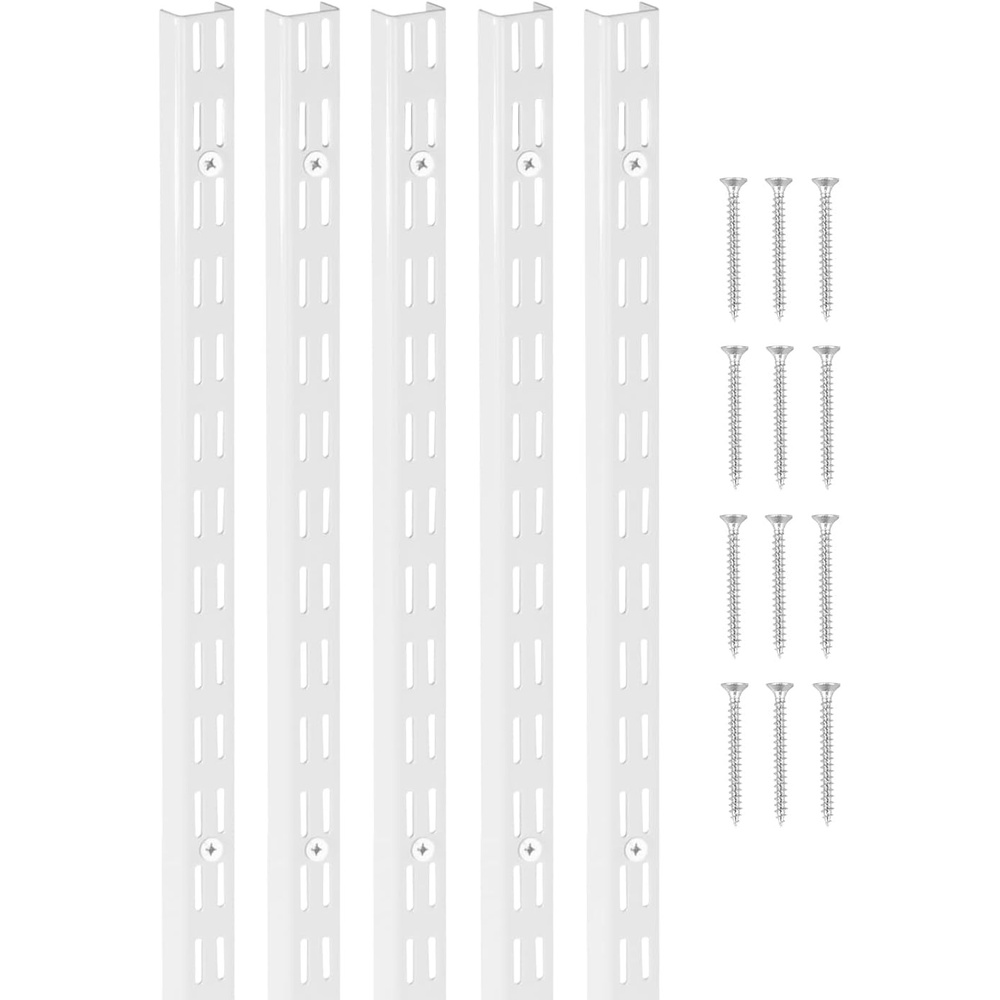 image:imageVEVOR Shelf Pilaster 363inch 8 Pack Adjustable Shelf Brackets Steel Mortise Mount Pilaster Strip Standards with 32 Screws Suitable for Wall Shelving System Cabinet Closet Organization60inch